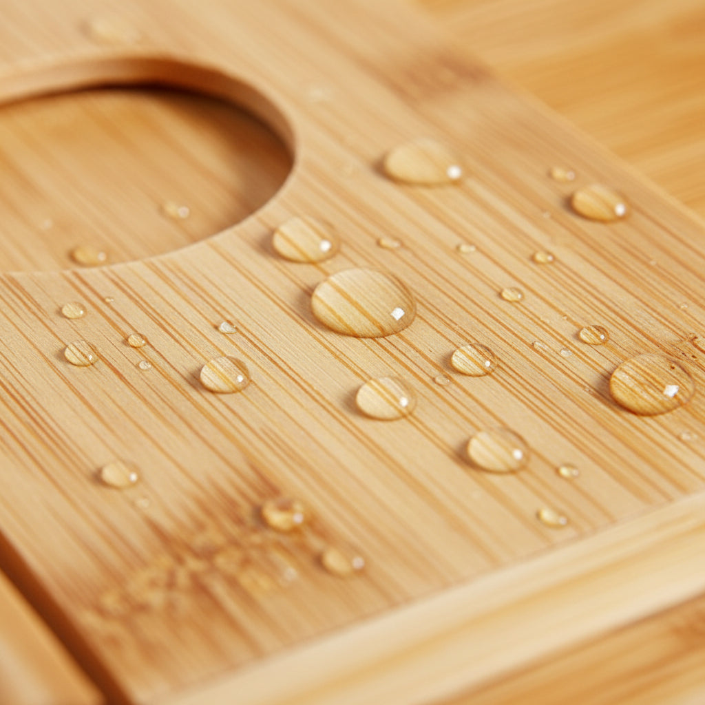 Bagno rilassante con vassoio in bambù, rito ofuro