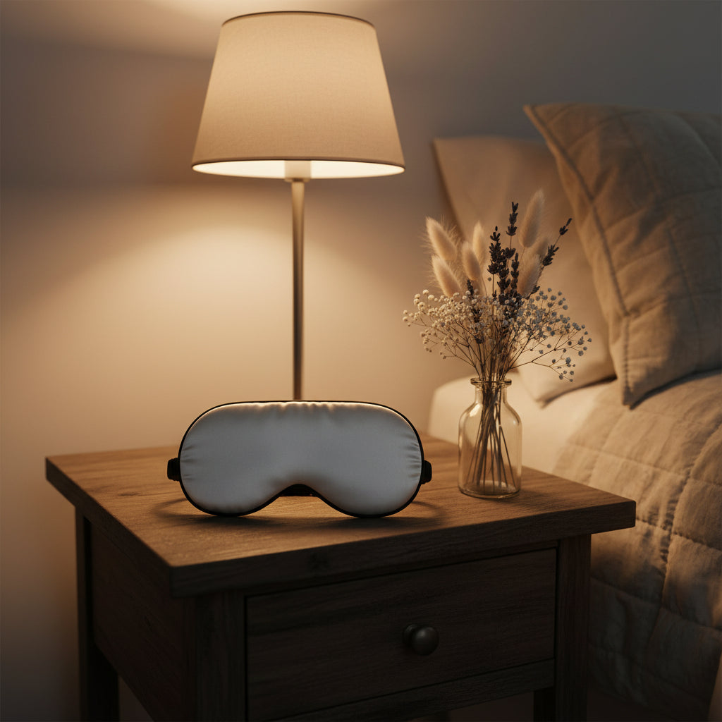 Maschera per occhi in seta con elastico regolabile