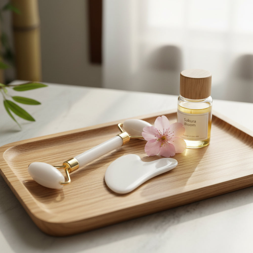 Massaggio viso con gua sha, gesto di cura di sé