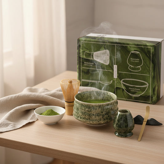 Set matcha giapponese con ciotola e frusta in bambù