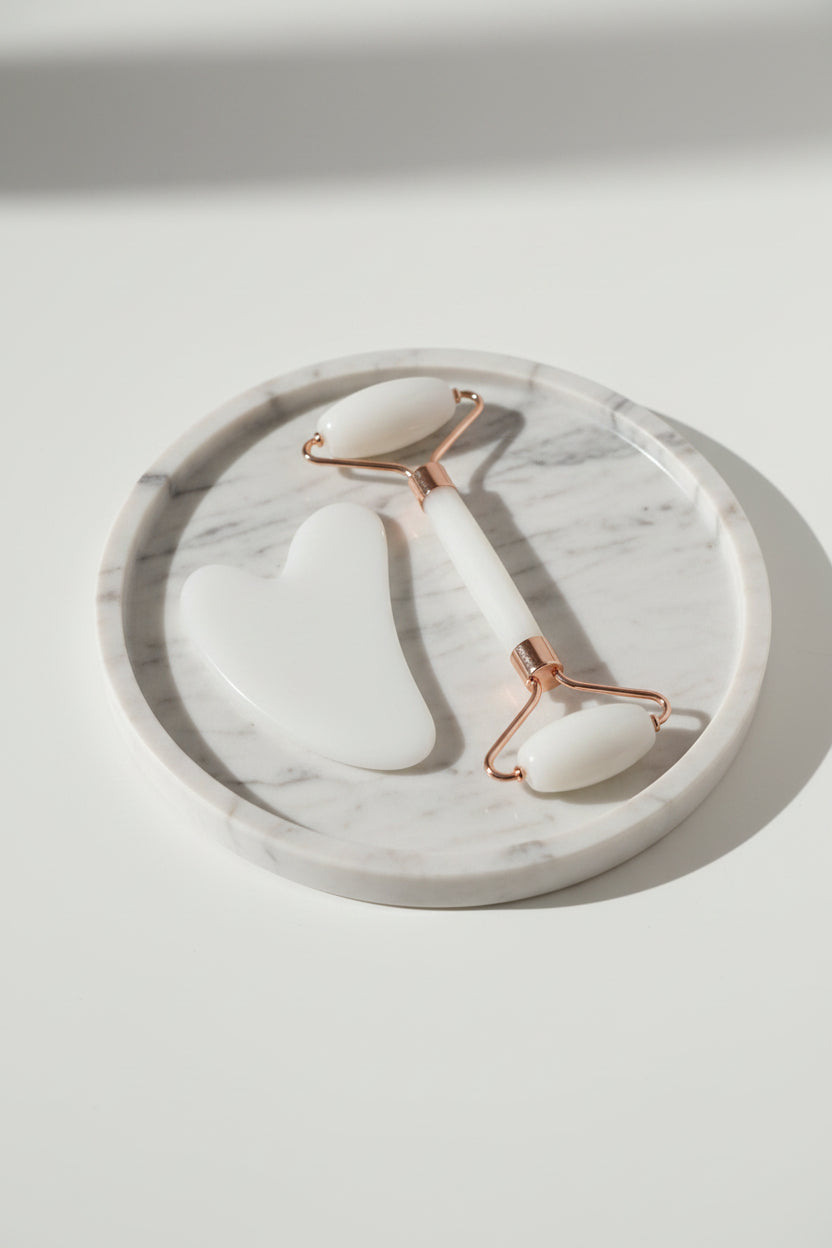Set gua sha e rullo viso per il self-care